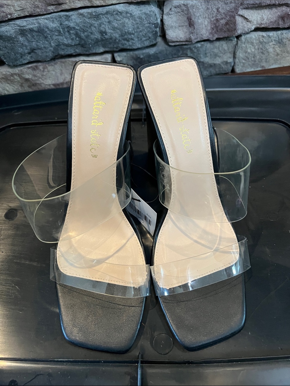 Brand new black and clear heels